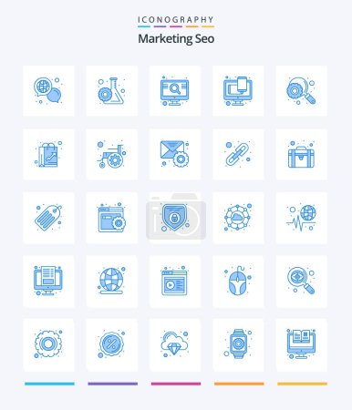 Téléchargez les illustrations : Creative Marketing Seo 25 Blue icon pack  Such As optimization. web design. engine. web. design - en licence libre de droit