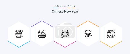 Illustration for Chinese New Year 25 Line icon pack including year. lunar. flower. chinese. new - Royalty Free Image