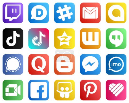 Téléchargez les illustrations : 20 Social Media Icons for Your Marketing such as signal. wattpad. douyin and qzone icons. Professional and clean - en licence libre de droit