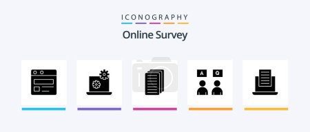 Téléchargez les illustrations : Online Survey Glyph 5 Icon Pack Including . online . education .. Creative Icons Design - en licence libre de droit