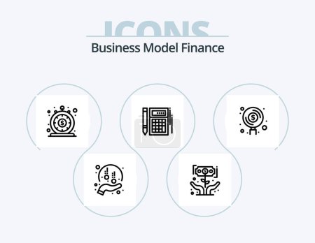 Téléchargez les illustrations : Finance Line Icon Pack 5 Icon Design. finance. distribution. financial. service. funds - en licence libre de droit