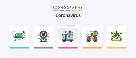 Ilustración de Coronavirus Line Filled 5 Icon Pack Including pill. capsule. bacterium. antivirus. blood. Creative Icons Design - Imagen libre de derechos