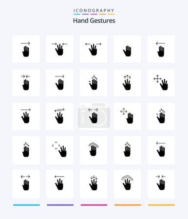 Illustration for Creative Hand Gestures 25 Glyph Solid Black icon pack  Such As arrow. gesture. body language. four. - Royalty Free Image