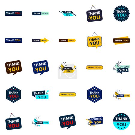 Illustration for Thank You 25 High quality Vector Elements to Show your Recognition - Royalty Free Image