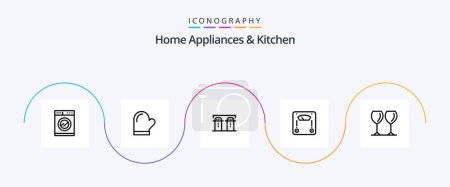 Téléchargez les illustrations : Home Appliances And Kitchen Line 5 Icon Pack Including kitchen. spices. kitchen. bottle. salt - en licence libre de droit