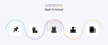 Illustration for Back To School Glyph 5 Icon Pack Including stationery. notebook. education. jotter. learning - Royalty Free Image