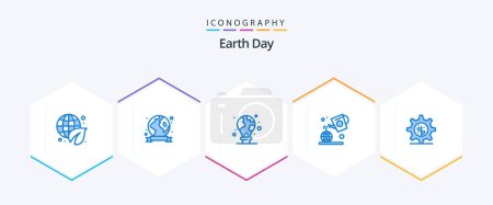 Illustration for Earth Day 25 Blue icon pack including earth. green. protection. day. earth - Royalty Free Image