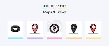 Illustration for Maps and Travel Line Filled 5 Icon Pack Including . location. pin. Creative Icons Design - Royalty Free Image