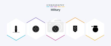 Ilustración de Military 25 Glyph icon pack including war. bomb. military. army. military - Imagen libre de derechos