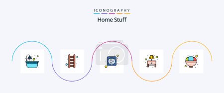Illustration for Home Stuff Line Filled Flat 5 Icon Pack Including cream. electricity. table lamp. bulb - Royalty Free Image