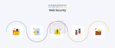 Illustration for Web Security Flat 5 Icon Pack Including protection. virus. alert. ddos. attack - Royalty Free Image