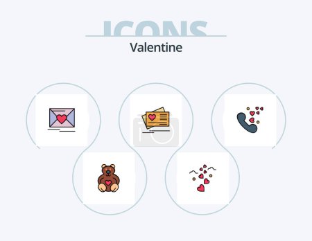 Ilustración de Valentine Line Filled Icon Pack 5 Icon Design. love. love. pen. day. valentine - Imagen libre de derechos