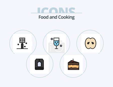 Ilustración de Food Line Filled Icon Pack 5 Icon Design. kitchen. fast food. meal. drink. drink - Imagen libre de derechos