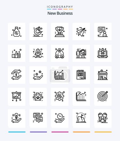 Illustration for Creative New Business 25 OutLine icon pack  Such As paper. business . . . prize - Royalty Free Image