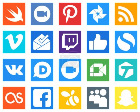 Ilustración de Complete Social Media Icon Pack 20 icons such as disqus; simple; feed; facebook and twitch icons. High resolution and fully customizable - Imagen libre de derechos