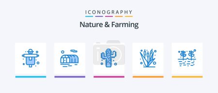 Ilustración de Nature And Farming Blue 5 Icon Pack Including garden. agriculture. plant. maize. farm. Creative Icons Design - Imagen libre de derechos
