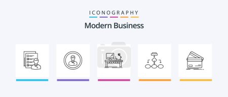 Ilustración de Modern Business Line 5 Icon Pack Including business. analytics. aim. report. mountains. Creative Icons Design - Imagen libre de derechos