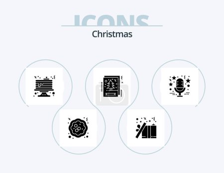 Illustration for Christmas Glyph Icon Pack 5 Icon Design. sound. greeting. star. christmas. pancake - Royalty Free Image