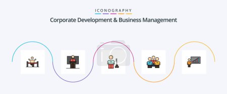 Ilustración de Corporate Development And Business Management Line Filled Flat 5 Icon Pack Including man. key. business. solution. room - Imagen libre de derechos
