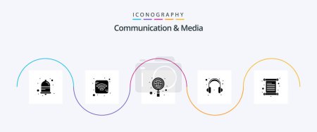 Illustration for Communication And Media Glyph 5 Icon Pack Including invoice. invitation. global. card. help - Royalty Free Image