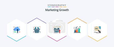 Illustration for Marketing Growth 25 Flat icon pack including loss. downfall. store. down. growth - Royalty Free Image
