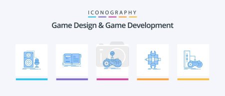 Illustration for Game Design And Game Development Blue 5 Icon Pack Including develop. build. story. gaming. game. Creative Icons Design - Royalty Free Image