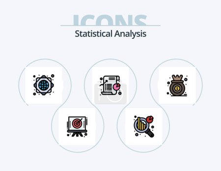 Ilustración de Statistical Analysis Line Filled Icon Pack 5 Icon Design. growth. diagram. file. chart. target - Imagen libre de derechos