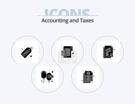 Téléchargez les illustrations : Taxes Glyph Icon Pack 5 Icon Design. calculate. financial. money. duty - en licence libre de droit
