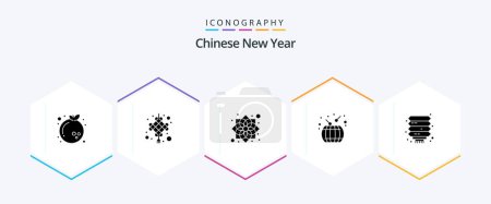 Ilustración de Chinese New Year 25 Glyph icon pack including chinese. drum. china. chinese new year. asian - Imagen libre de derechos
