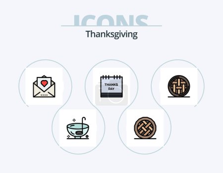Téléchargez les illustrations : Thanksgiving Line Filled Icon Pack 5 Icon Design. potato. holiday. autumn. food. thanksgiving - en licence libre de droit