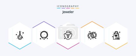 Illustration for Jewellery 25 Line icon pack including diamond. shopping. diamond. jewelry. earrings - Royalty Free Image