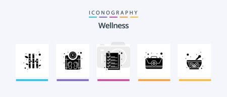 Ilustración de Wellness Glyph 5 Icon Pack Including herbal bowl. bowl. checkout. kit. emergency. Creative Icons Design - Imagen libre de derechos