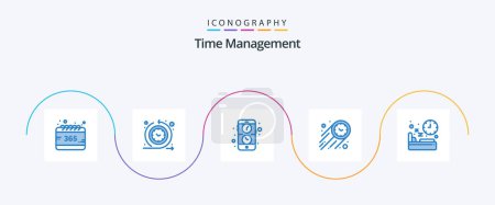 Téléchargez les illustrations : Time Management Blue 5 Icon Pack Including diet. time. app. stopwatch. fast - en licence libre de droit