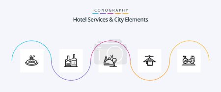 Téléchargez les illustrations : Hotel Services And City Elements Line 5 Icon Pack Including cycle. hotel. hotel . service. hanger - en licence libre de droit