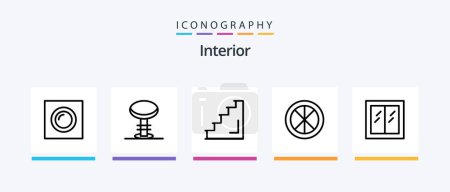 Illustration for Interior Line 5 Icon Pack Including stool. furniture. seat. bar. interior. Creative Icons Design - Royalty Free Image