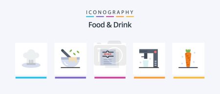 Ilustración de Food And Drink Flat 5 Icon Pack Including fast food. coffee maker. restaurant. restaurant. food. Creative Icons Design - Imagen libre de derechos
