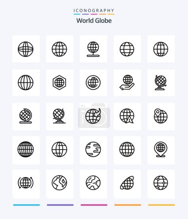 Téléchargez les illustrations : Creative Globe 25 OutLine icon pack  Such As global. globe. stand. global. web - en licence libre de droit
