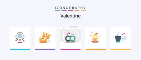 Téléchargez les illustrations : Valentine Flat Pack de 5 icônes incluant merraige. amour. email . jour. valentine. Icônes créatives Design - en licence libre de droit