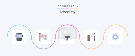 Illustration for Labor Day Flat 5 Icon Pack Including wood. cutting. labour. construction. tool - Royalty Free Image