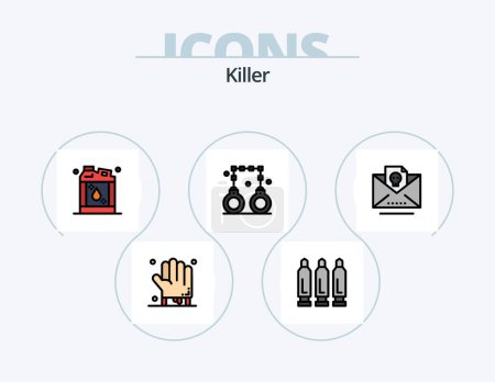 Ilustración de Killer Line Filled Icon Pack 5 Icon Design. crossing. siren. drug. police. alert - Imagen libre de derechos