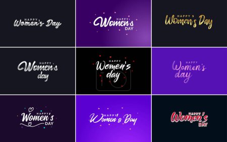 Illustration for Abstract Happy Women's Day logo with a women's face and love vector logo design in pink and black colors - Royalty Free Image
