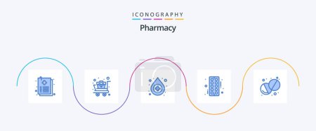 Illustration for Pharmacy Blue 5 Icon Pack Including pill. health. antidote. tablet. pharmacy - Royalty Free Image
