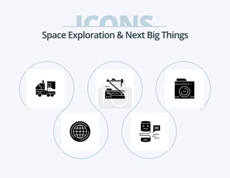 Ilustración de Exploración del espacio y lo siguiente Big Things Glyph Icon Pack 5 Icon Design. robótica. medicina. artificial. Médico. vida - Imagen libre de derechos