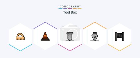 Ilustración de Tools 25 FilledLine icon pack including . . screw. tools. tool - Imagen libre de derechos