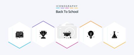 Illustration for Back To School 25 Glyph icon pack including lab. back to school. education. education. bulb - Royalty Free Image