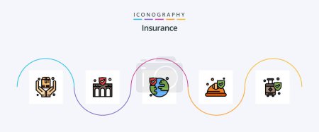 Illustration for Insurance Line Filled Flat 5 Icon Pack Including luggage. shield. property. security. hat - Royalty Free Image