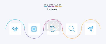 Téléchargez les illustrations : Pack Icône Instagram Bleu 5 inclus. ensembles. twitter. instagram. recherche - en licence libre de droit