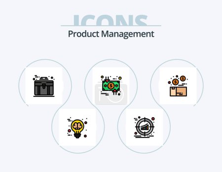 Illustration for Product Management Line Filled Icon Pack 5 Icon Design. piece. customer. bar. cube. phases - Royalty Free Image