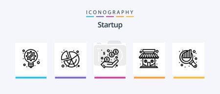 Ilustración de Startup Line 5 Icon Pack Including images. shop. graph. market store. pie. Creative Icons Design - Imagen libre de derechos