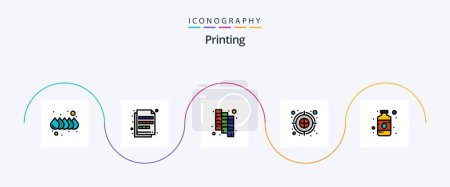 Ilustración de Printing Line Filled Flat 5 Icon Pack Including color. art. catalog. dartboard. color fill - Imagen libre de derechos